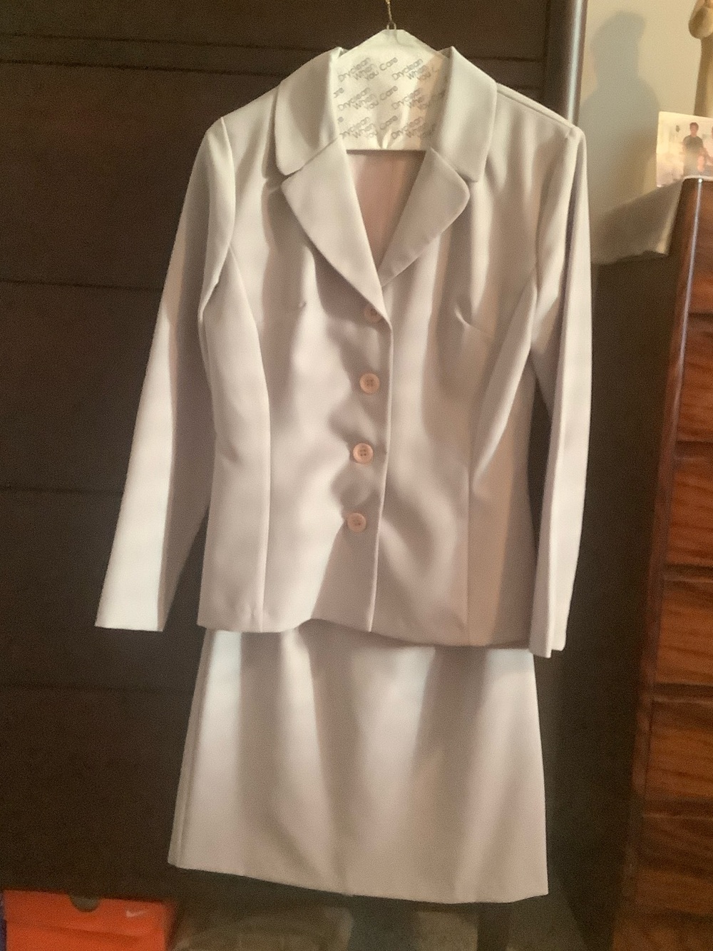 Mystic Light Gray Two-Piece Skirt Suit